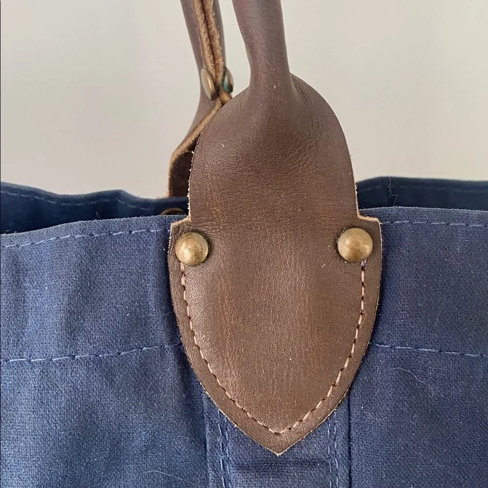 Accessories Unlimited Waxed Canvas Tote Bag XL Navy Blue Nautical Coastal Chic
